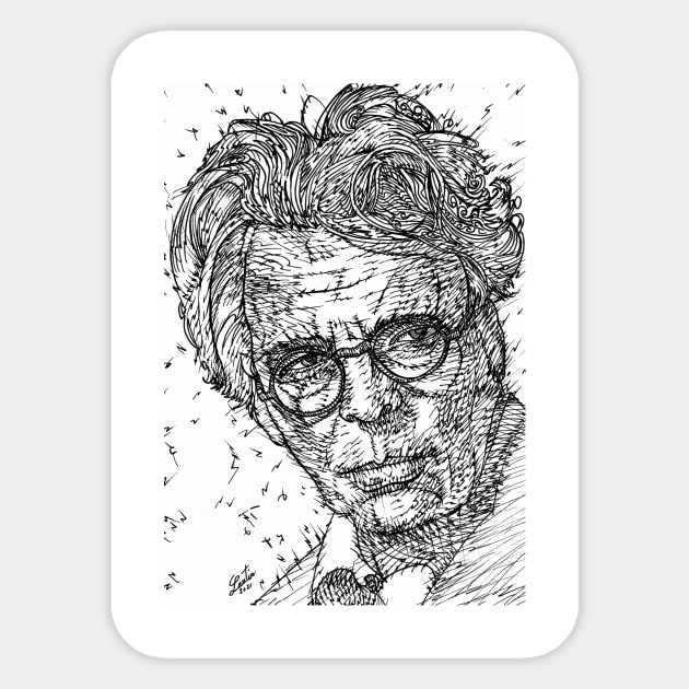 W. B. YEATS - ink portrait .1 Sticker by lautir